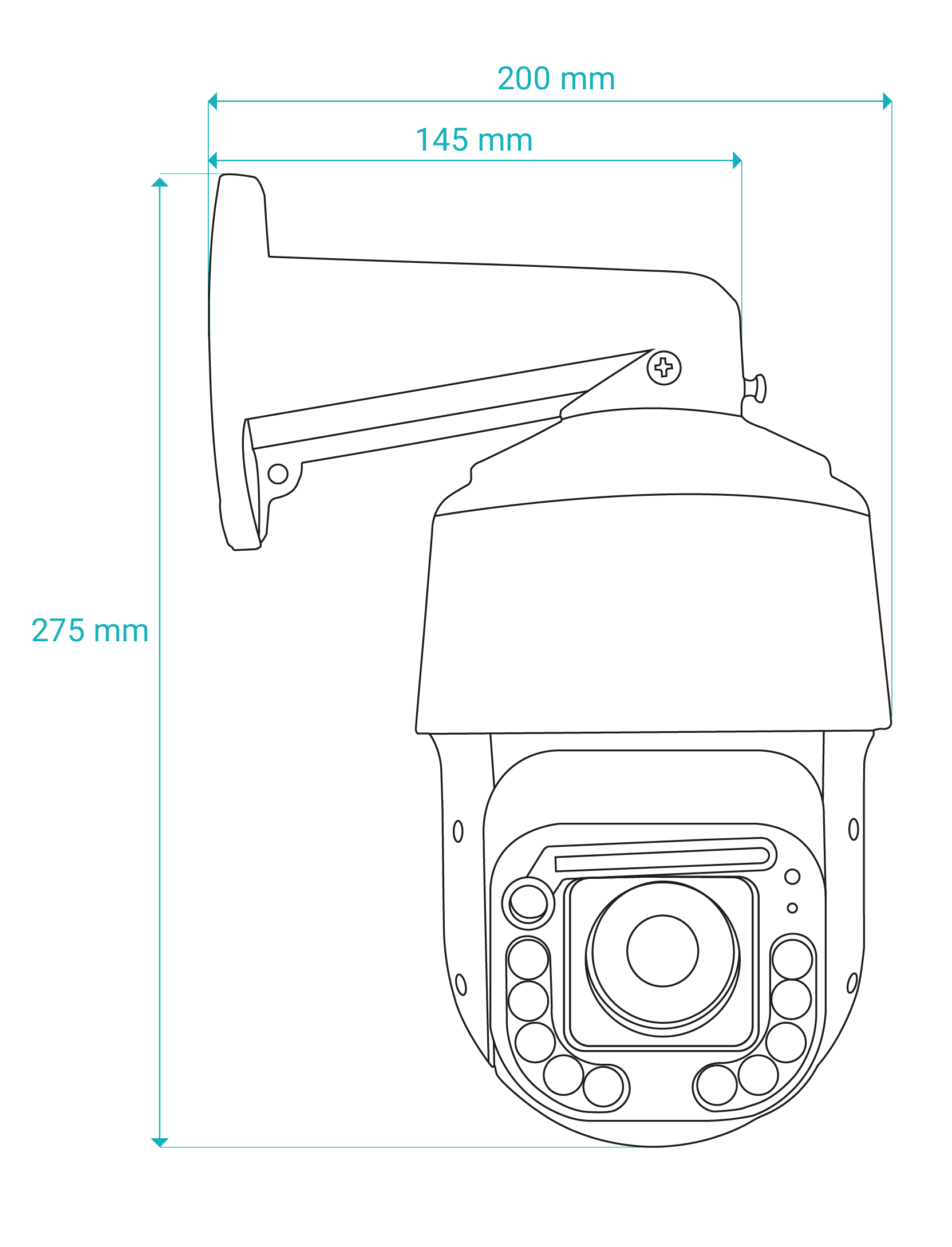 GF-IP8480SH-36X200 — نقشه ابعاد